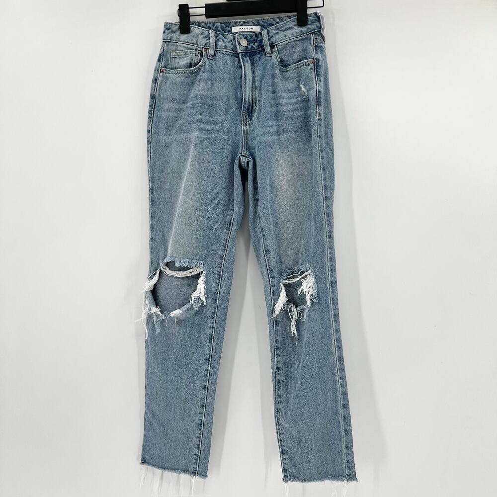 Pacsun Blue Denim Distressed Mom Jeans 24
